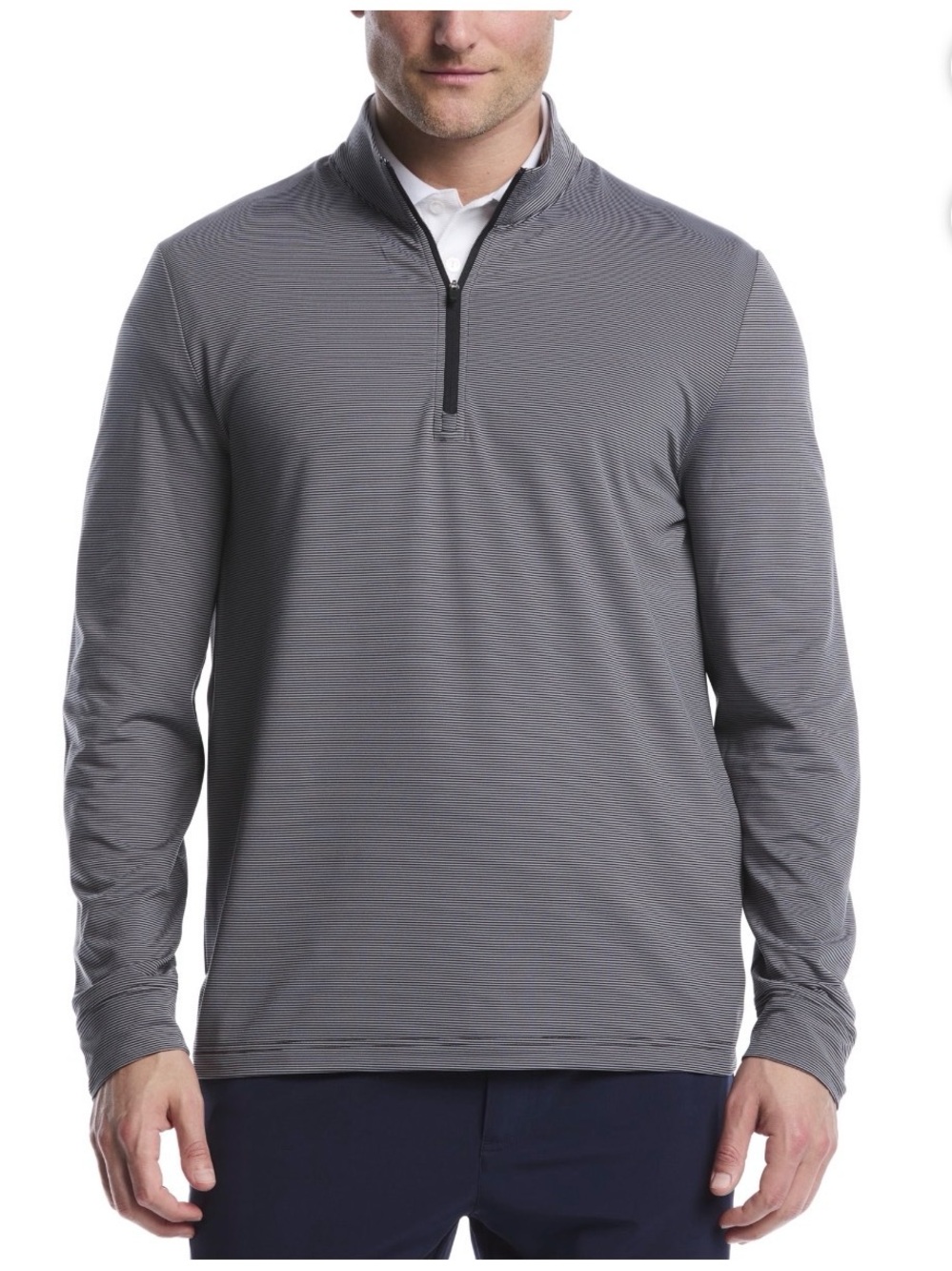 Hogan Men's Gray Quarter-Zip Sweater Pinstripe S 28/30 - Picture 2 of 4
